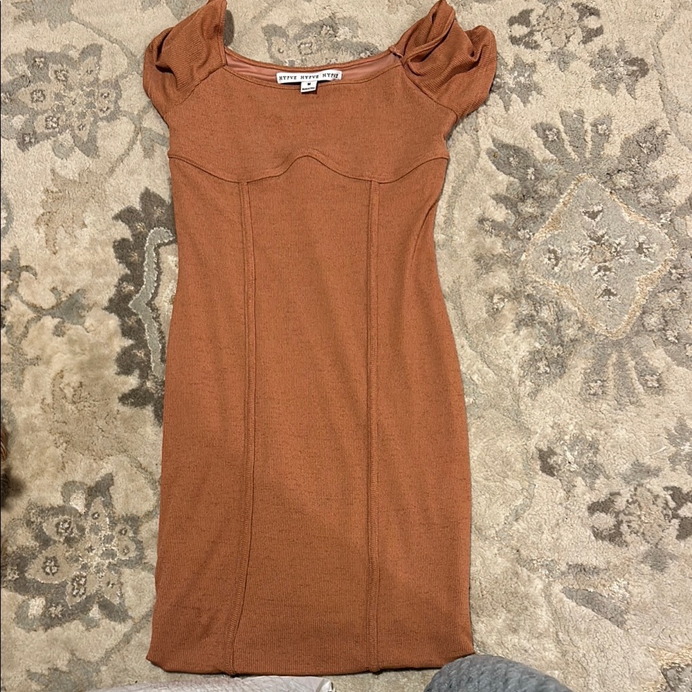 Terracotta Ruched Asymmetrical Dress